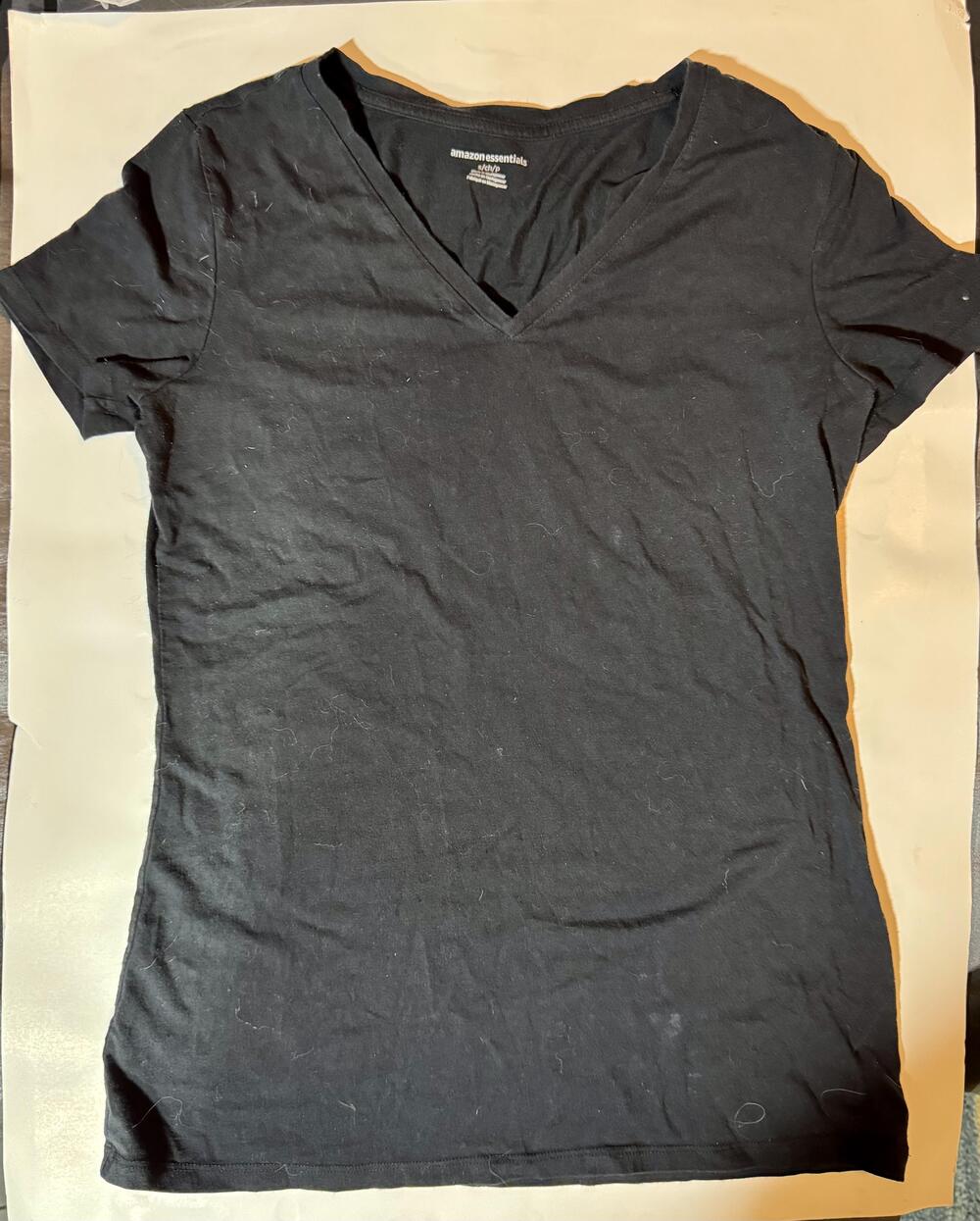 Amazon Essentials Shirt Womens Small Black V Neck Short Sleeve Basic Tee Top